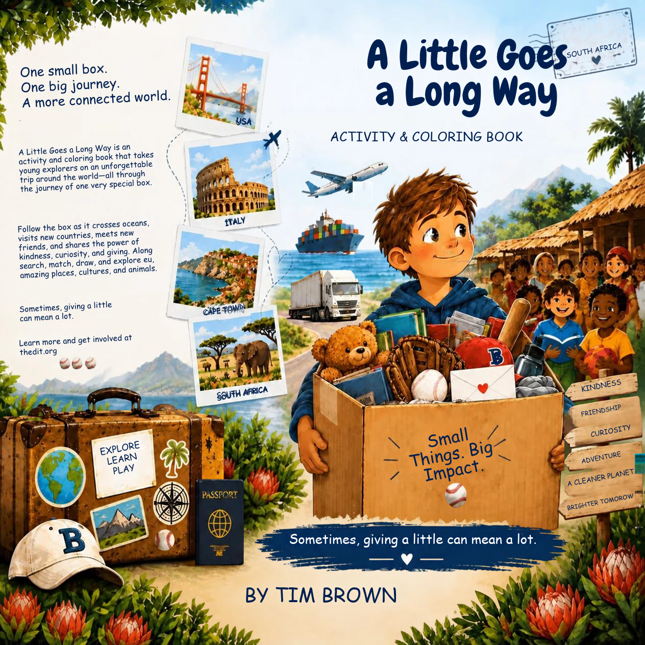 A Little Goes a Long Way activity and coloring book cover